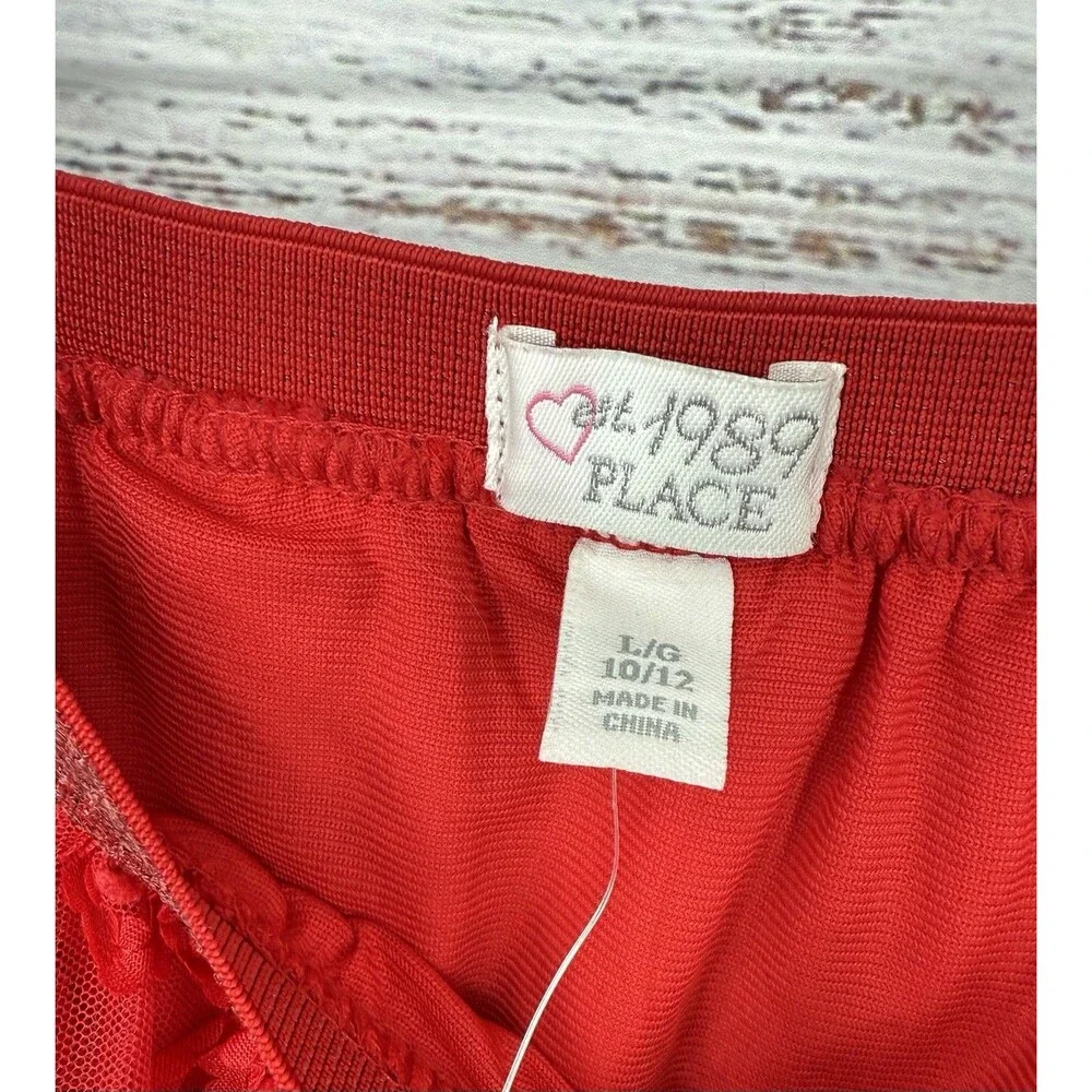 1989 Children’s Place‎ Girls Red Rosette Skirt Size L Full Tulle Holiday (10/12)
